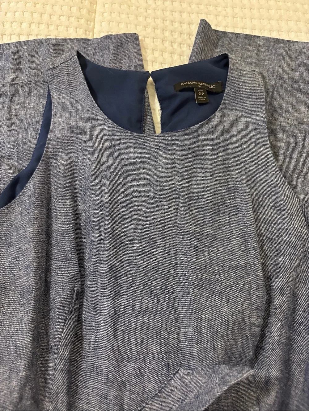 Banana Republic Sleeveless Tie-Waist Chambray Jumpsuit, Size 0P